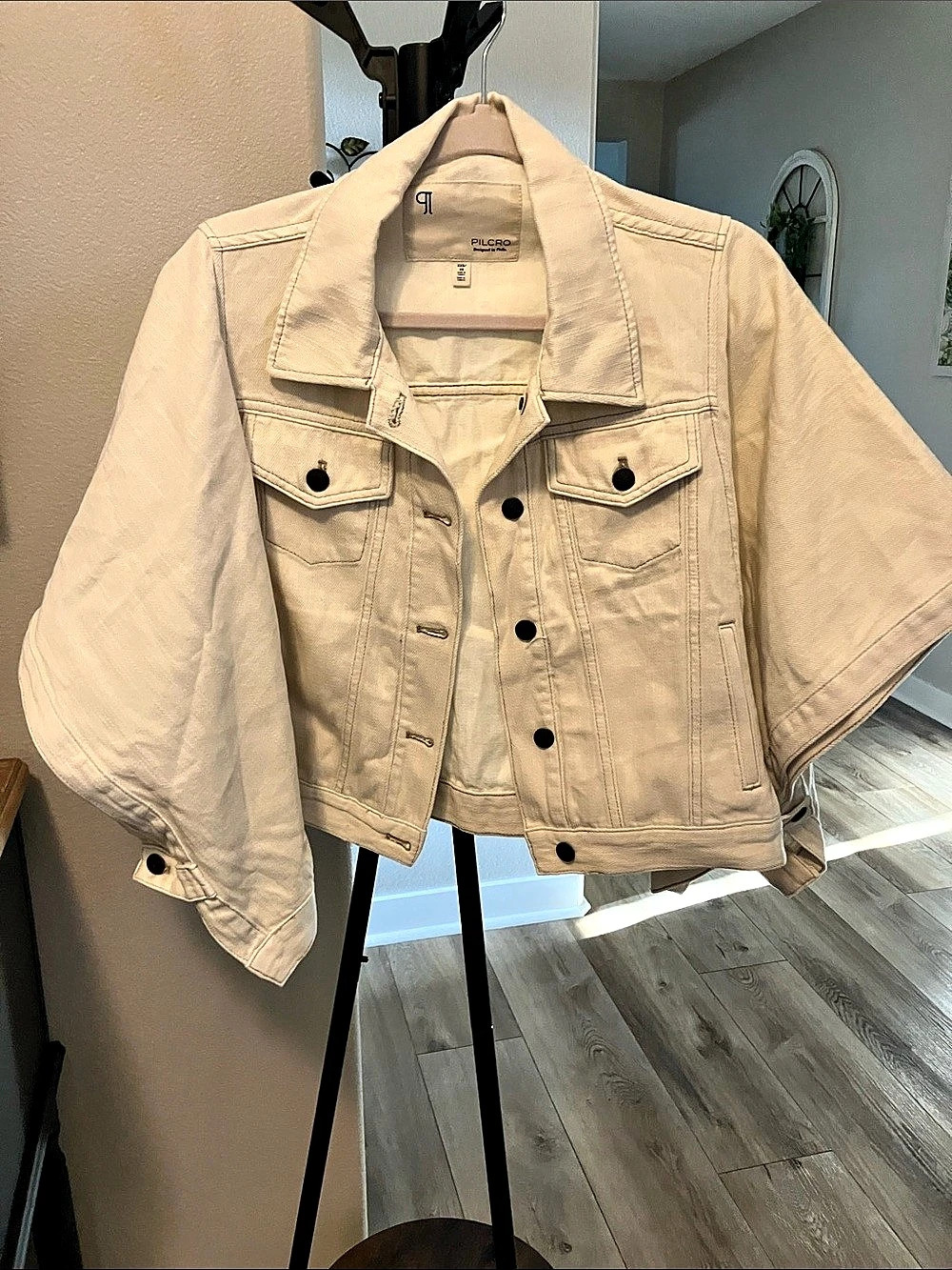PILCRO The Weston Denim Cape boyfriend from Anthropology cream XS cotton